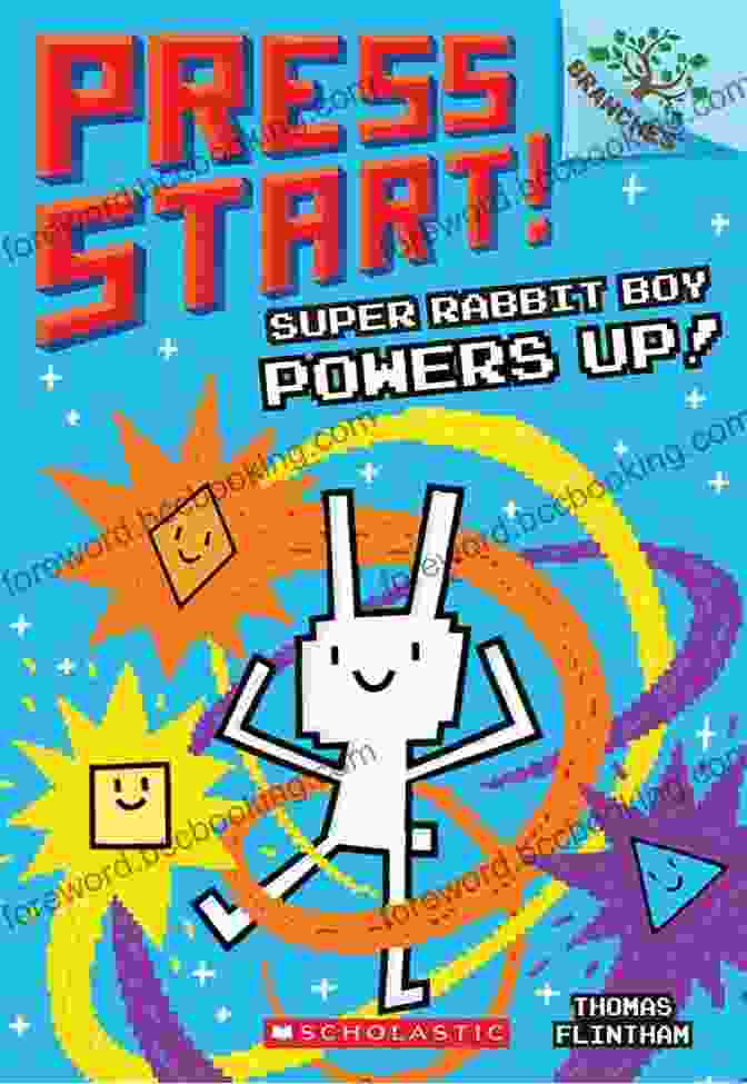 A Close Up Of Super Rabbit Boy's Face, Eyes Glowing With Power, Surrounded By Bright Lights And A Digital Background Super Rabbit Boy Powers Up A Branches (Press Start #2)