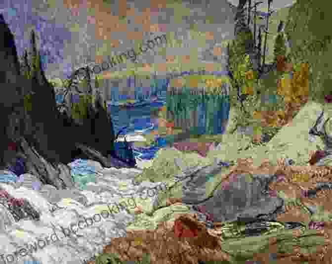 A Painting By James Edward Hervey Macdonald Of A Landscape With A Waterfall And Trees. 40 Color Paintings Of James Edward Hervey MacDonald British Art Nouveau Painter (May 12 1873 November 26 1932)