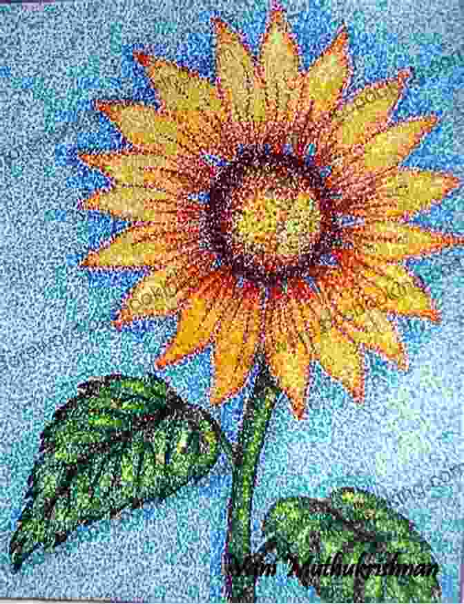 A Photo Of A Flower Painting Created Using Glazing Pointillism. 10 Bite Sized Oil Painting Projects: 2: Practice Glazing Pointillism And More Via Fruit Landscapes Water Scenes And Glass