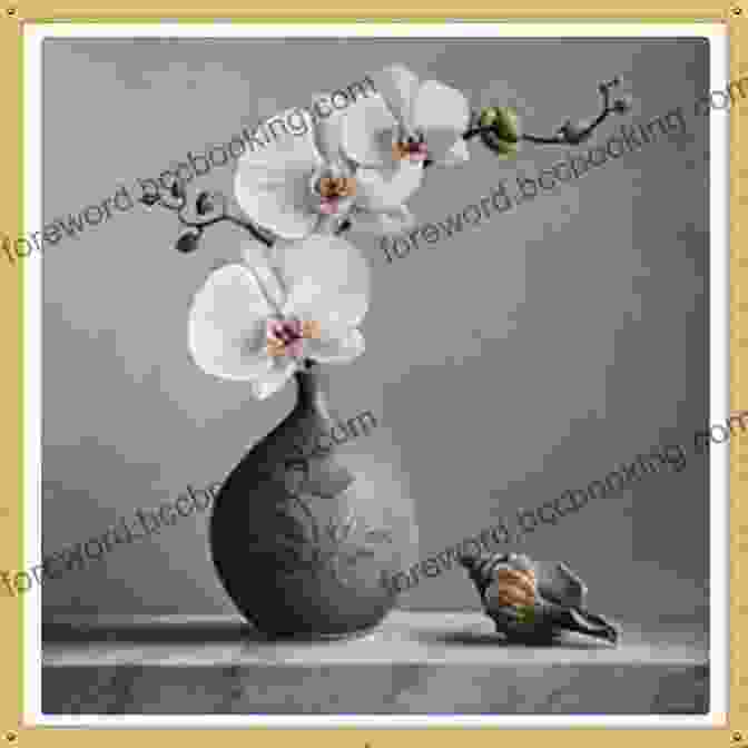 A Serene One Stroke Painting Of White Orchids In A Vase. One Stroke Painting Of Floral Bouquets