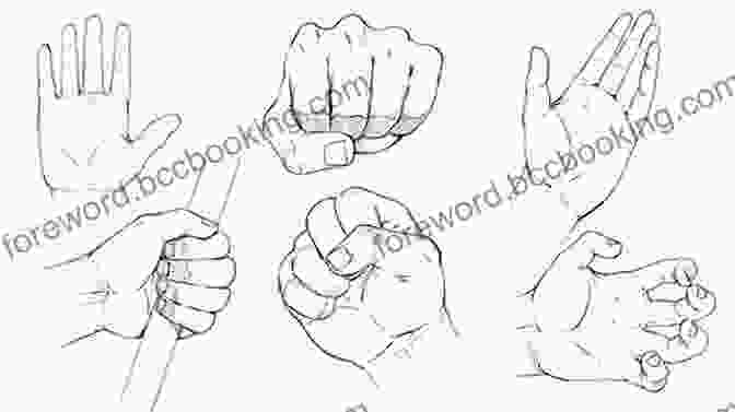A Series Of Sketches Depicting Hands In Various Poses, Demonstrating Different Angles, Foreshortening, And Lighting Conditions. Drawing Hands: With Over 1000 Illustrations (Dover Art Instruction)