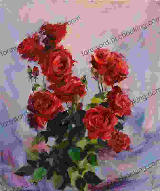 A Vibrant One Stroke Painting Of A Bouquet Of Red And Pink Roses. One Stroke Painting Of Floral Bouquets