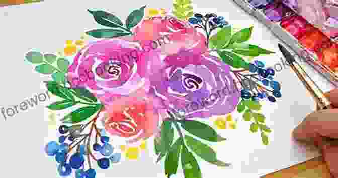 A Watercolor Painting Composition Featuring A Vibrant Bouquet Of Flowers Birds Bees Blossoms: A Step By Step Guide To Botanical And Animal Watercolour Painting