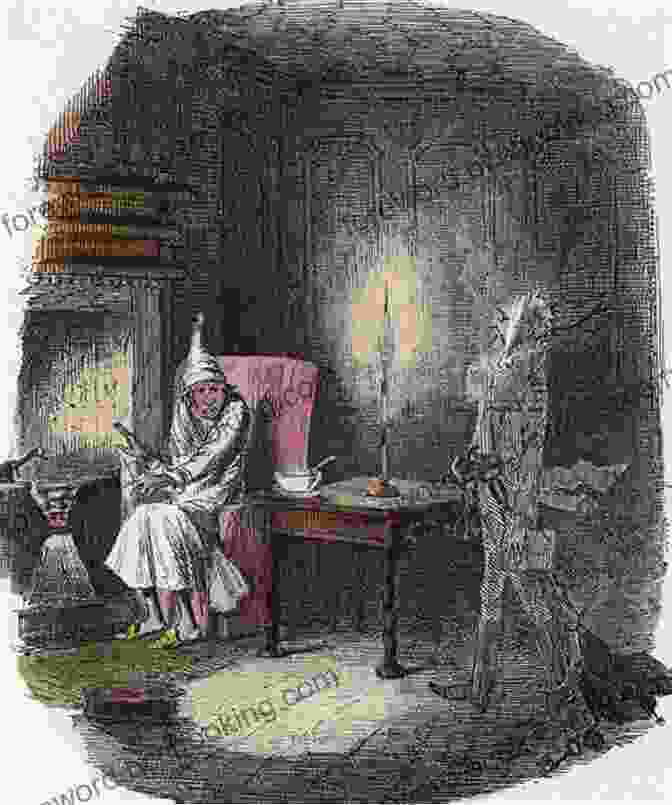 Ebenezer Scrooge Sitting By The Fireplace, Surrounded By The Glowing Presence Of Christmas Spirits, With Scenes From His Past And Future Playing Out Before Him. The Wonderful Life The Christmas Child (Musaicum Christmas Specials)